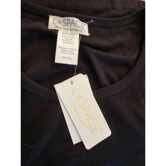 NWT Lspace Black Micro Rib Mini Cutout Back Sleeveless Bodycon Dress XL - Picture 6 of 6